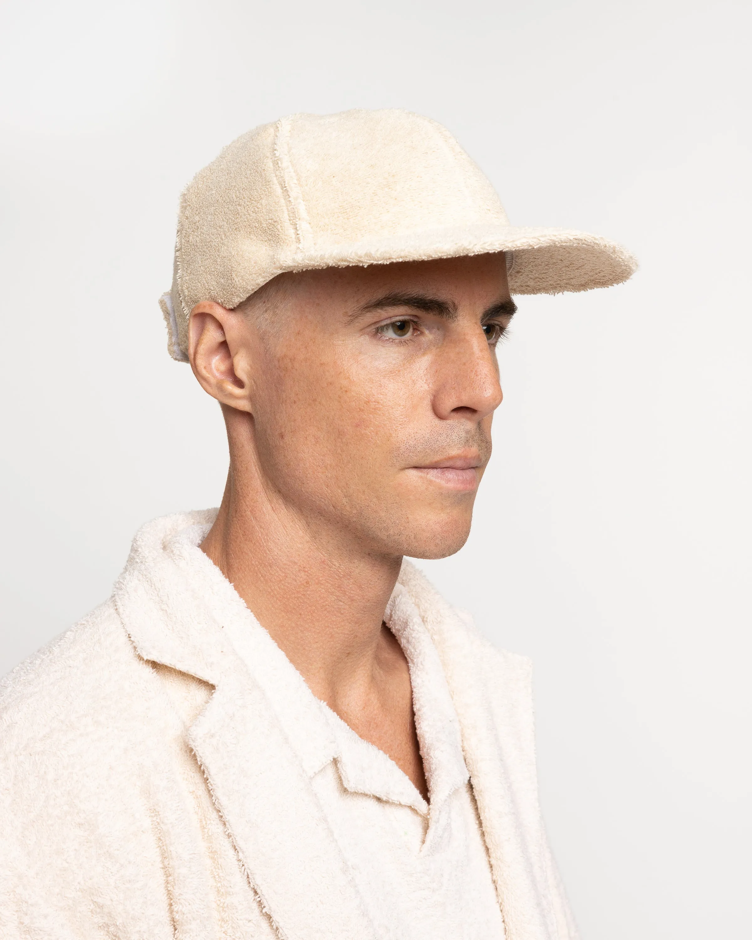 Velcro Back Terry Cap in Cream